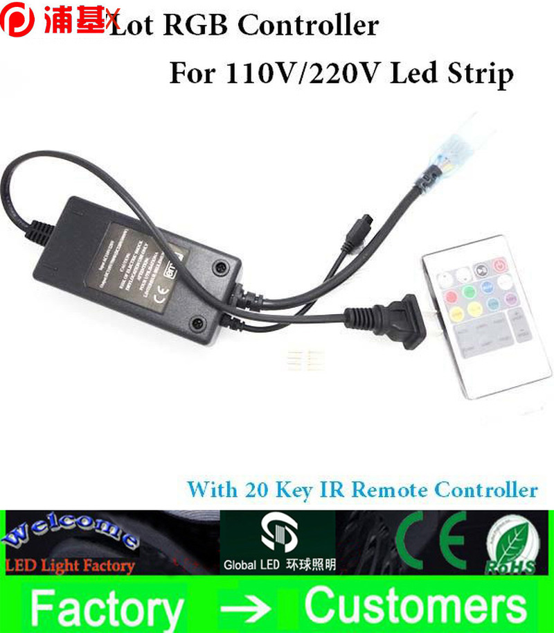 

2Pcs/Lot Practical 20key Infrared RGB high voltage IR remote controller for 220V / 110V 3528/5050 RGB LED strip light