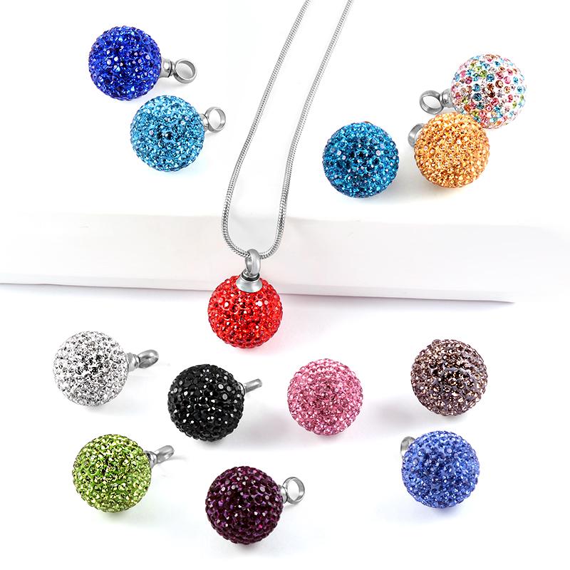 

Pendant Necklaces Women Cremation Jewelry For Ashes Shining Crystal Ball Holder Keepsake Necklace Memorial Urn