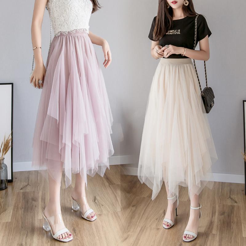 

Skirts Net Yarn In Spring And Summer Of 2021 Female Long Irregular Posed The Fairy Veil Tall Waist A Word, See chart