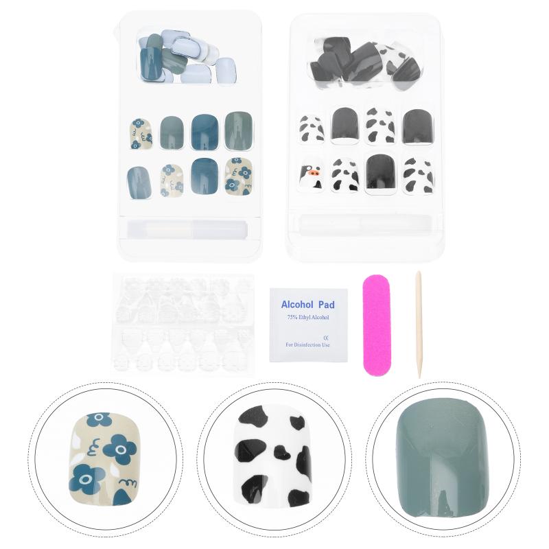 

False Nails 1set Removable Full Wrapped Nail Art Sticker Decor Accessories For Fingernails, Red;gold