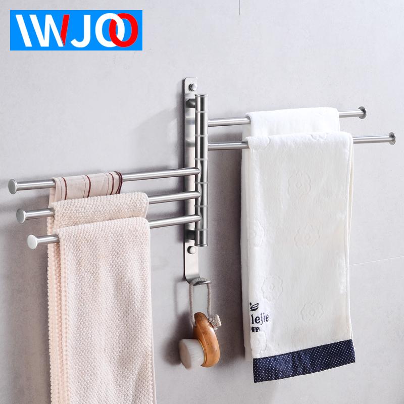 

Towel Bar Holder Wall Mounted Moveable Towel Rail Hanger Stainless Steel Bathroom Rack Hanging Holder Hook Storage Rack, 2 towel bar