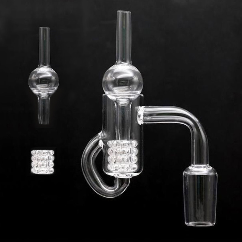 

cheapest Diamond Knot Loop Quartz Banger With Bubbler Carb Cap & Quartz Insert 10mm 14mm 18mm Recycler Knot Quartz Banger Nails For Glass Bo