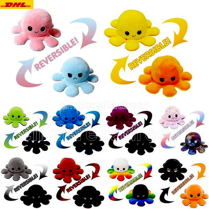 

STOCK wholesale price!DHL 26 styles Christmas Baby Kids Gift Doll Reversible Flip Octopus Stuffed Dolls Soft Plush Toys Party Favor New Year Gifts back to school R14