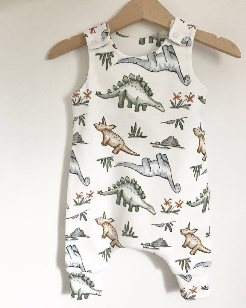 

summer boys Jumpsuit  Baby Boy Girl cotton sleeveless Rompers Dinosaur Romper Clothes Outfits, White