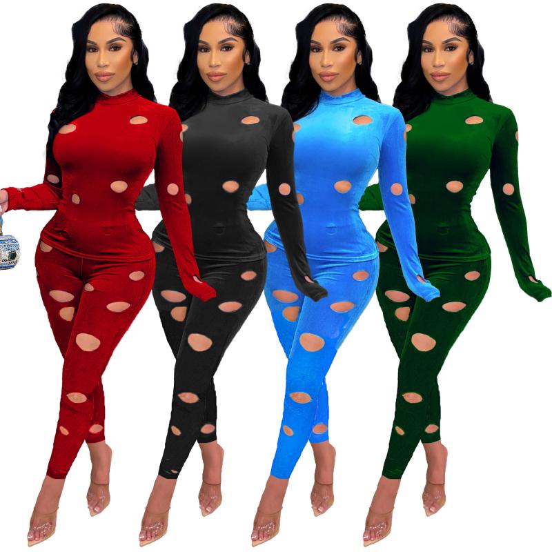 

Women's Two Piece Pants Zoctuo Velvet Tracksuit Cut Out Hollow Long Sleeve Tops And Suit Matching 2 Set Outfits Sweatsuit, White