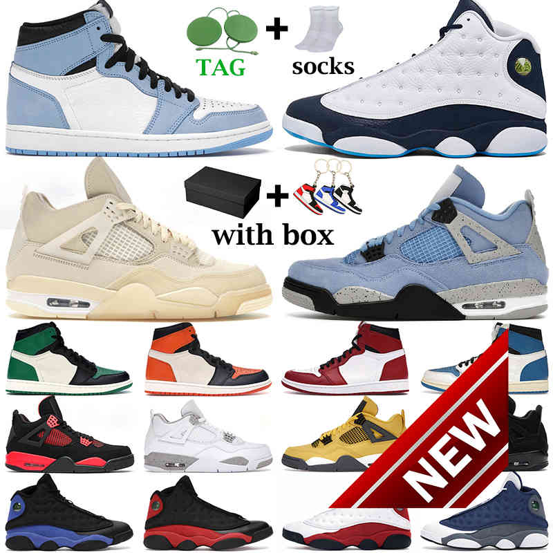 

2022 mens Basketball Shoes 1s 4s White Oreo University Blue Black Cat Sail Military Pollen Hyper Royal 13s Red Flint Obsidian men women outdoor, Customize