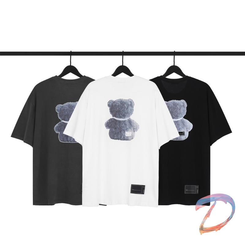 

Men' T-Shirts Summer Style Men Women Fashion Casual Front Back Bear Print We11done T Shirt High Quality Hip Hop Welldone Top Tees, Black