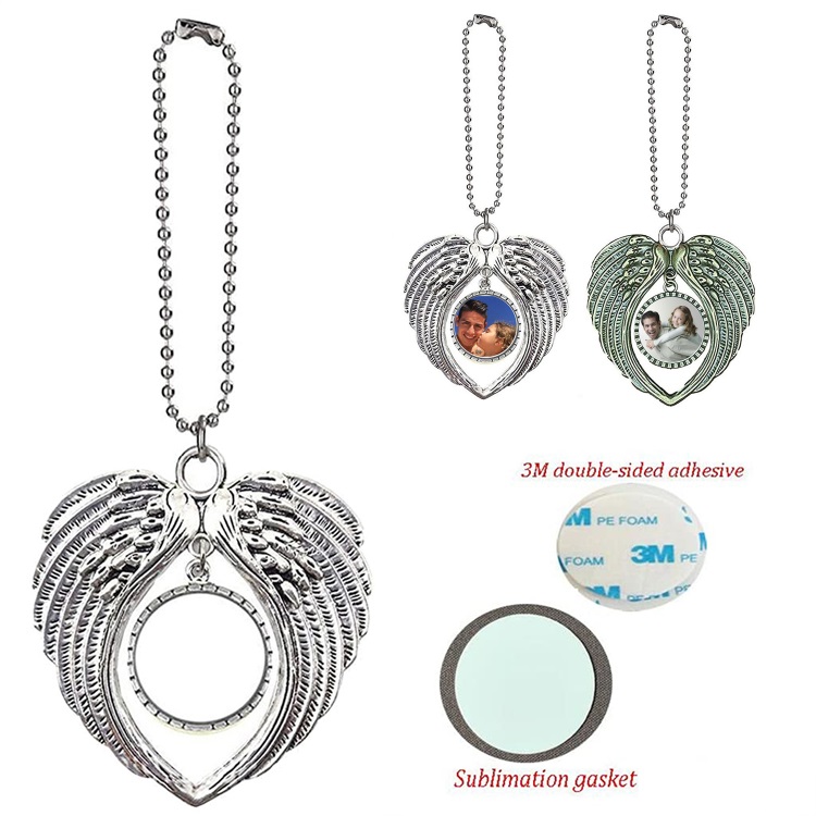 

Sublimation Blanks Car Pendant Angel Wing DIY Party Favor Rearview Mirror Decoration Hanging Charm Ornaments Automobiles Interior Cars Accessories