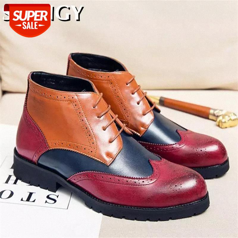 

Autumn 2020 Mens Ankle Boots Patchwork Mixed Color Shoes Outdoor Office Sewing Casual Fashion Shoes for Males Plus Size48 #I341