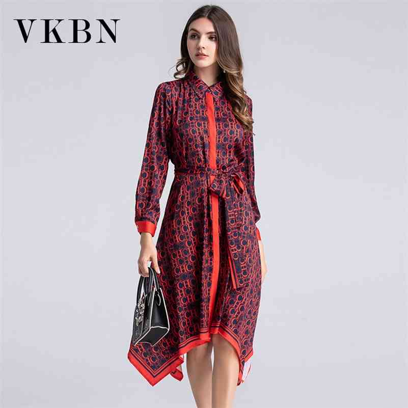 

VKBN Summer Dress Irregular Dresses Woman Party Night Empire Long Sleeve Party Dress Elegant Vestidos De Fiesta 210630, Red