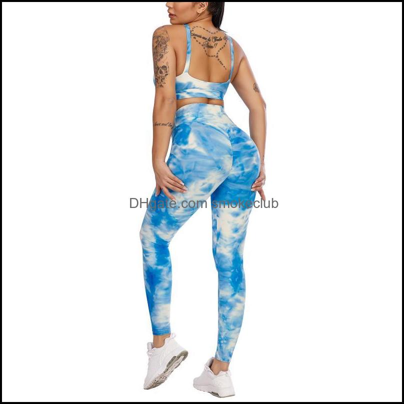 

Gym Exercise Wear Athletic Outdoor Apparel Sports & Outdoorsgym Clothing Print High Waist Stretch Strey Fitness Leggings Yoga Pant Set Woman, Blue