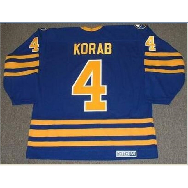 

goodjob Men Youth women Vintage #4 JERRY KORAB Buffalo Sabres 1978 CCM Hockey Jersey Size -5XL or custom any name or number, Blue youth s-xl