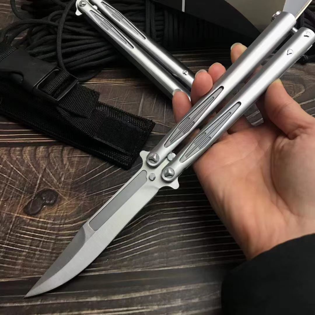 

Butterfly Free swing knife Microtechnology lightspeed particles Sharp 5CR15MOV blade steel handle camping outdoor Tactical tool