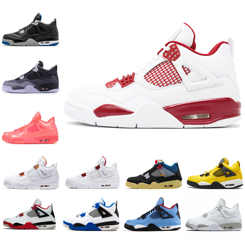 

Mens 4 4s Basketball Shoes White Oreo Motosports Taupe Haze Quality Men Sport Sneakers Designer Shoe US 7-13, University blue