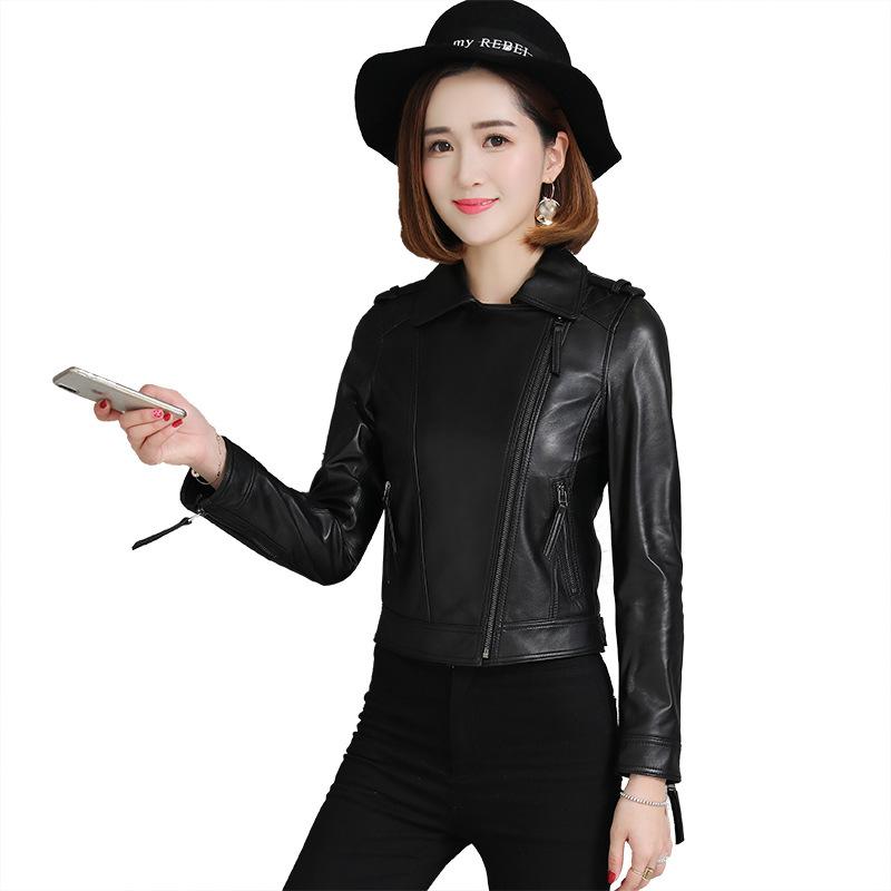 

Women's Leather & Faux Winter 2021 Genuine High Quality Down Jacket Long Sheep Skin Fur Collar Coat, Black