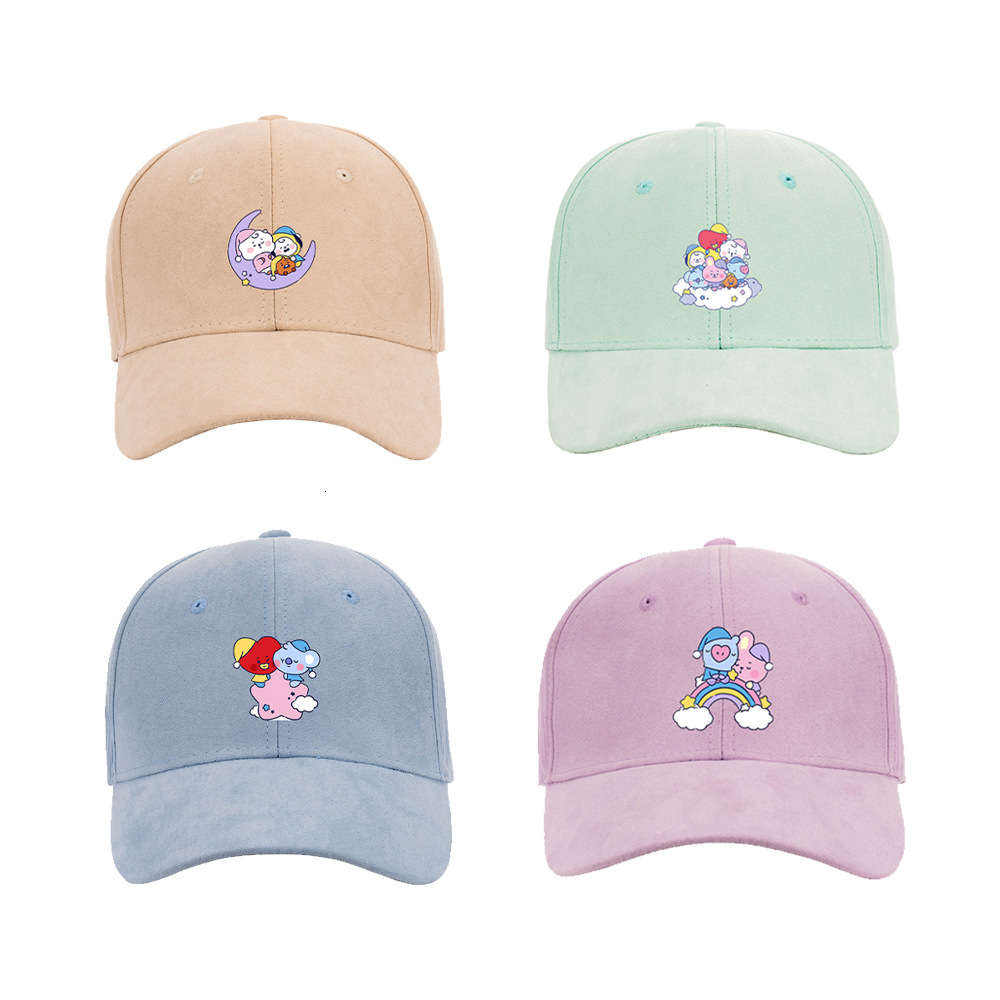 

BTS bulletproof Youth League color cartoon fashion baseball cap four seasons dome outdoor sports sunshade hat, Blue;gray