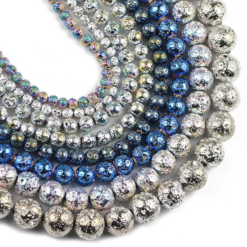 

Other Lava Volcanics Natural Blue,Yellow,Green Stone 4/6/8/10/12MM Round Spacers Loose Beads For Jewelry Making DIY Bracelets