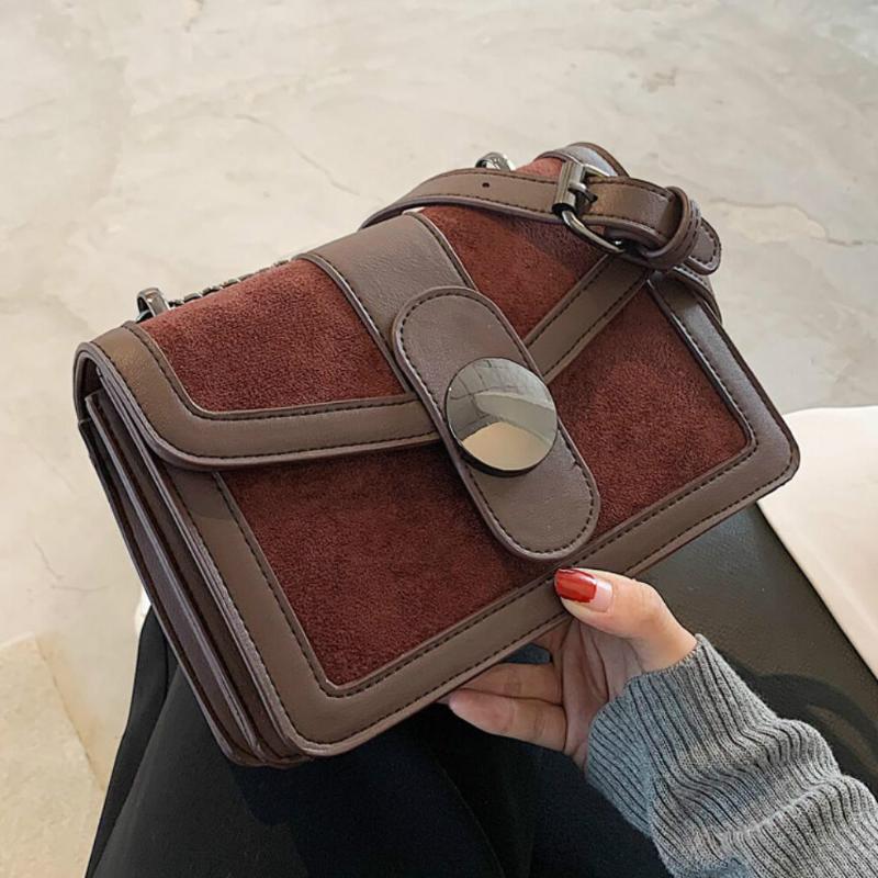 

Vintage Square Crossbody bag 2021 Fashion New Quality Matte PU Leather Women's Designer Handbag Chain Shoulder Messenger Bag, Black