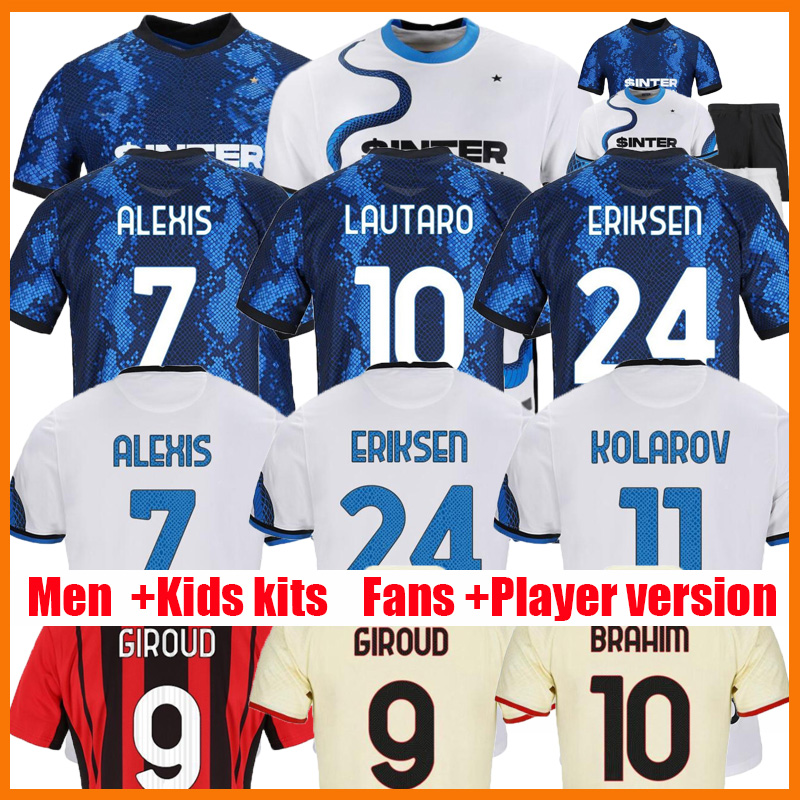 

21 22 soccer jerseys 2021 2022 VIDAL BARELLA LAUTARO MILaN ERIKSEN InTEr ALEXIS HAKIMI jersey kids kit home away player Camiseta futbol maillot foot football shirt, A-c kids away kit