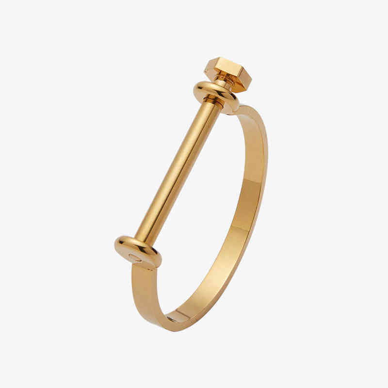 

Enfashion Shackle U Cuff Bracelet Noeud armband Gold Color Screw Bangle Bracelet For Women Bracelets Manchette Bangles 220122