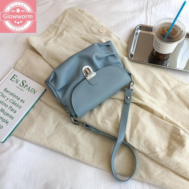 

Fashion Shoulder Bag Soft Face Female Bag Lady Leisure Shopping Simple Handbag Pure Color Messenger, White small