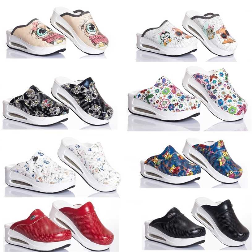 

Orthopedic Sabo Women Heels Slippers Sandals Shoes Nurse Doctor Casual Quality Soft Comfort Anti-Slip Clogs 211228, 526