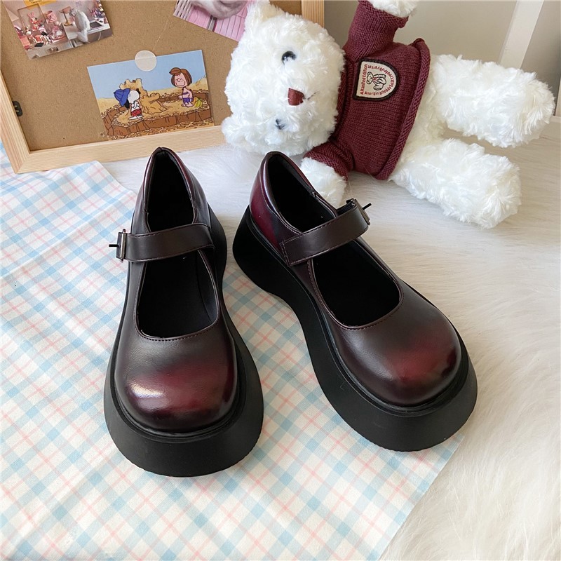 

Japanese Slush Fund Round Head Jk Uniform Female British College Retro Cute Mary Jane Platform Gothic Punk Lolita Shoes Iffj, Red.
