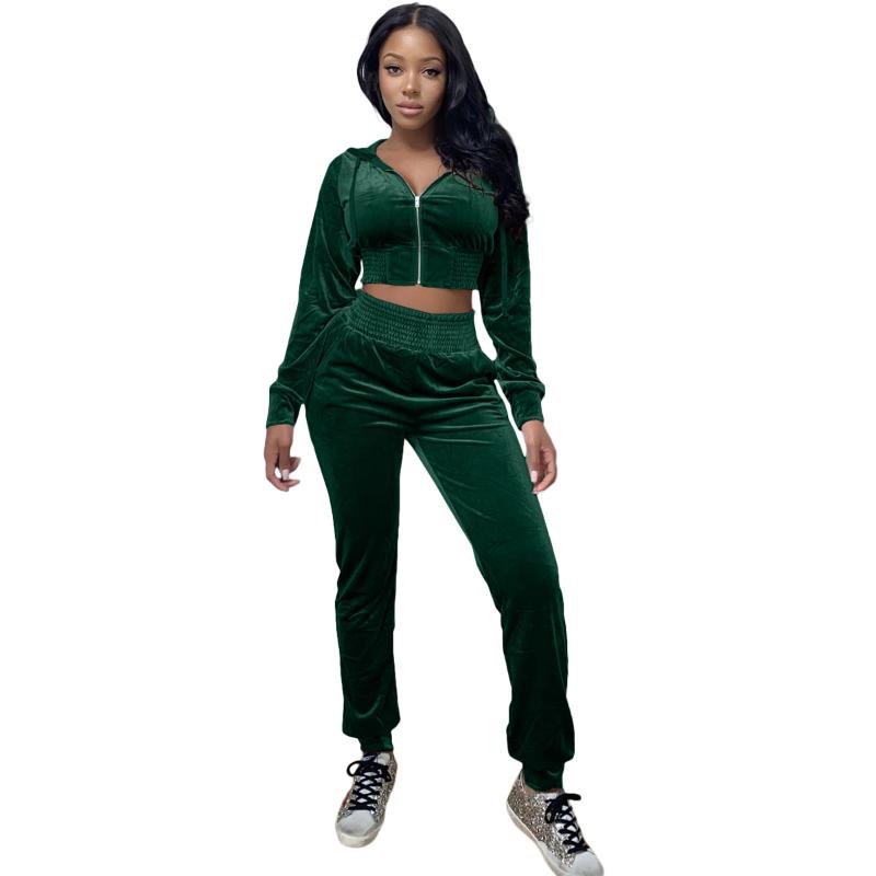 

Women' Two Piece Pants Velvet Tracksuit Set Fall Clothes For Women Outfits Cropped Hoodie Sweatpants Sweat Suits Sexy Matching Sets, Gray