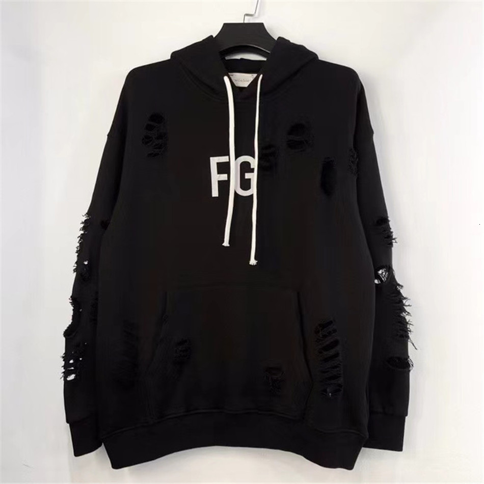 

2021 New Damage Hole Distressed Fg Essentials Hoodie Men Women 1:1 High Quality Fog Pullover Hoody Sweatshirts N7ut
