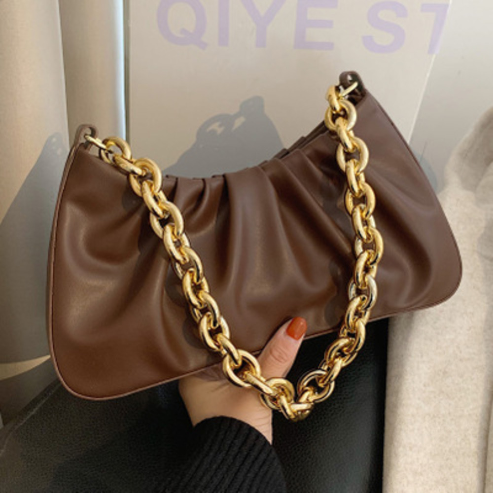 

French Wrinkle Famous Brand Women Handbags Luxury Coarse Chain Classic Armpit Bags Fashion Lady Baguette Bag Clutch Bags Purses C0228