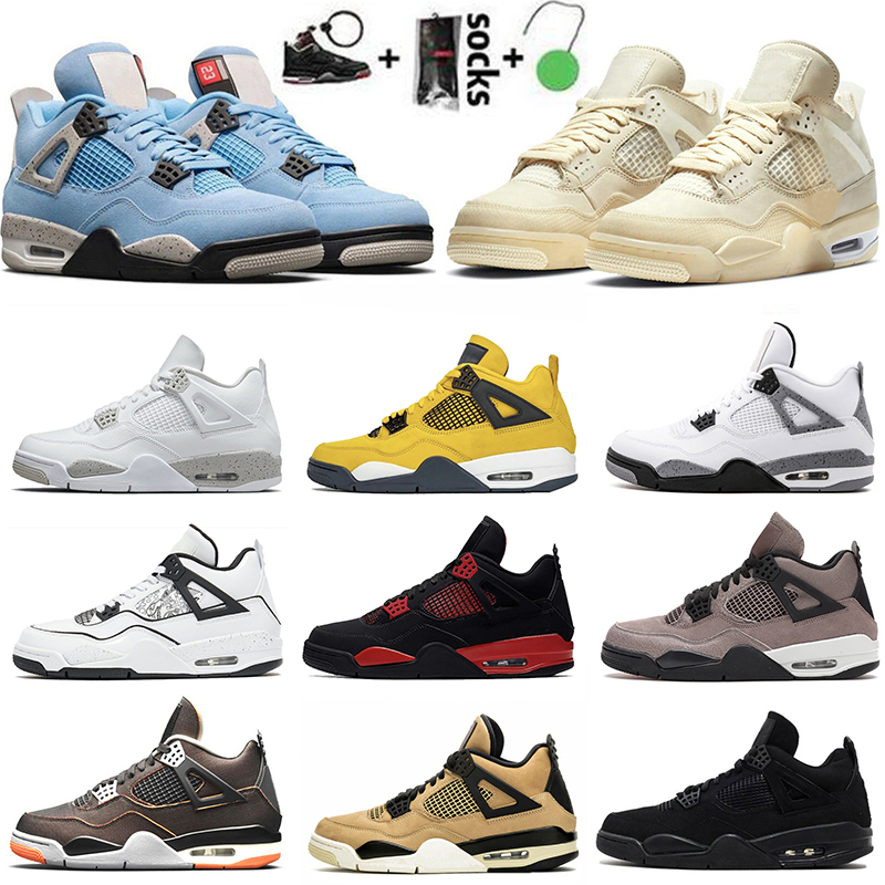 

with socks white sail off 4 jordan4s university blue basketball shoes neon retro union noir guava ice jumpman mens shoe sneakers black cat f, White;red