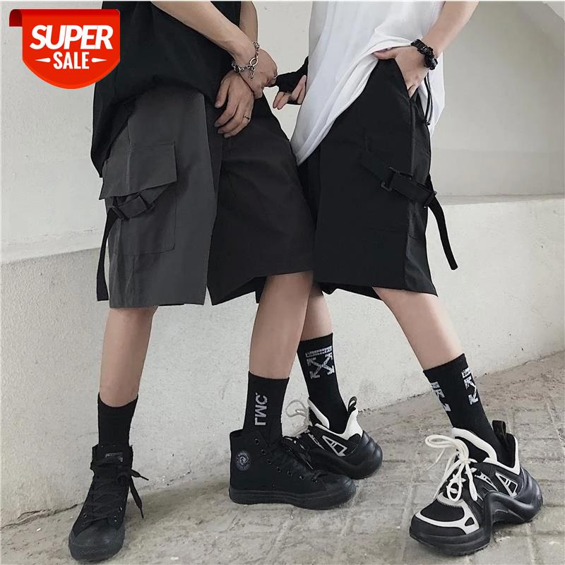 

knee length cargo Pants female summer Korean retro overalls high waist casual pant loose students straight wide leg trousers #YX5U, Black;white