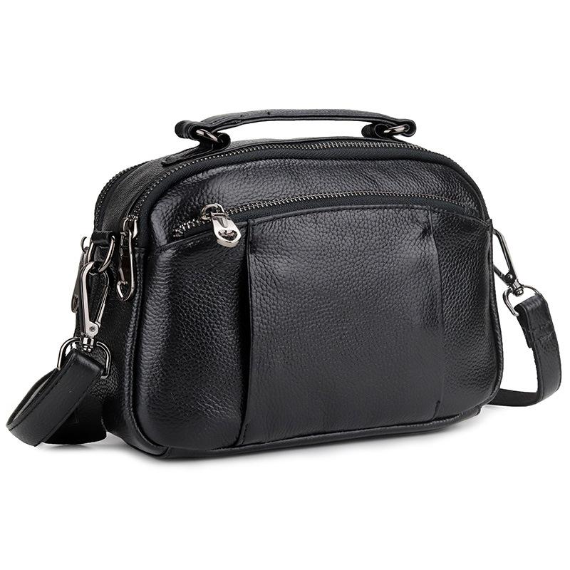 

Leather women's handbag 2021 large capacity shoulder bags commuter zipper messenger bag, Small dark green