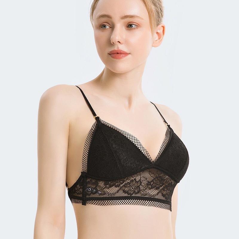 

Bustiers & Corsets Hanging Neck Sexy U-Back Underwear Women' Thin Bra Without Steel Ring Invisible Backless Lace Triangle Cup, Beige