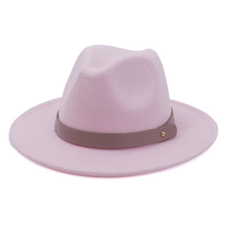 

2021 New Women Hats Autumn Warm Solid Color Fedora Big Brim with Band Belt Simple Classic Wedding Green White Winter Hat 7y4a, Yellow