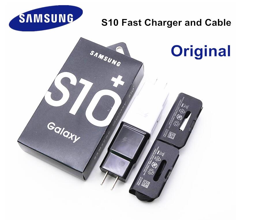 

10pcs/lot Samsung S10 Adaptive Fast Charger usb wall EU US Plug Type C Cable For S9 S8 Plus S10e Note 8 9 10 A50 A60 A70 A80 A40 With retail box