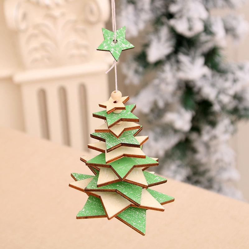 

Christmas Decorations Wooden Hanging Ornament Snowflake Star Xmas Tree Pendant For Home Living Room Garden Decoration TA