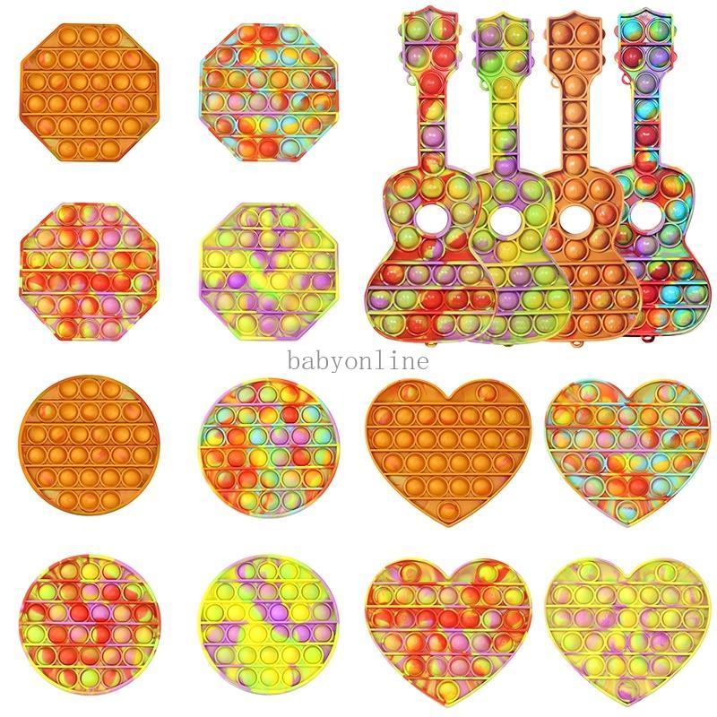 

DHL Push Pop it Bubble Sensory Fidget Toy Tie Dye Autism Squishy Stress Reliever Toys Adult Kid Pop it Fidget Toys Wholesale