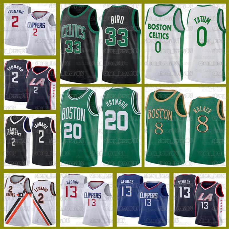 

Kawhi 2 Jerseys Leonard Jayson Tatum Boston Celtics Kemba 8 Walker Larry Bird Marcus Smart Jersey LA Clippers Paul 13 George, Black;red