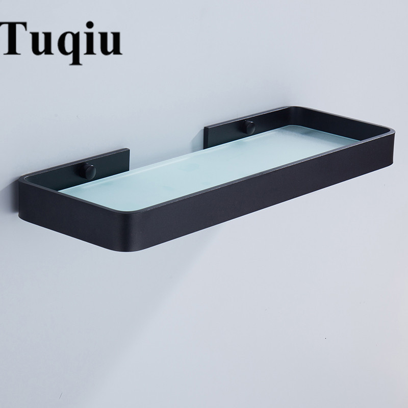 

2021 New 25cm 35cm 45cm Black Aluminum Shelf,square Bathroom Glass Shees,shower Room Rack,cosmetic Shelf I8aw