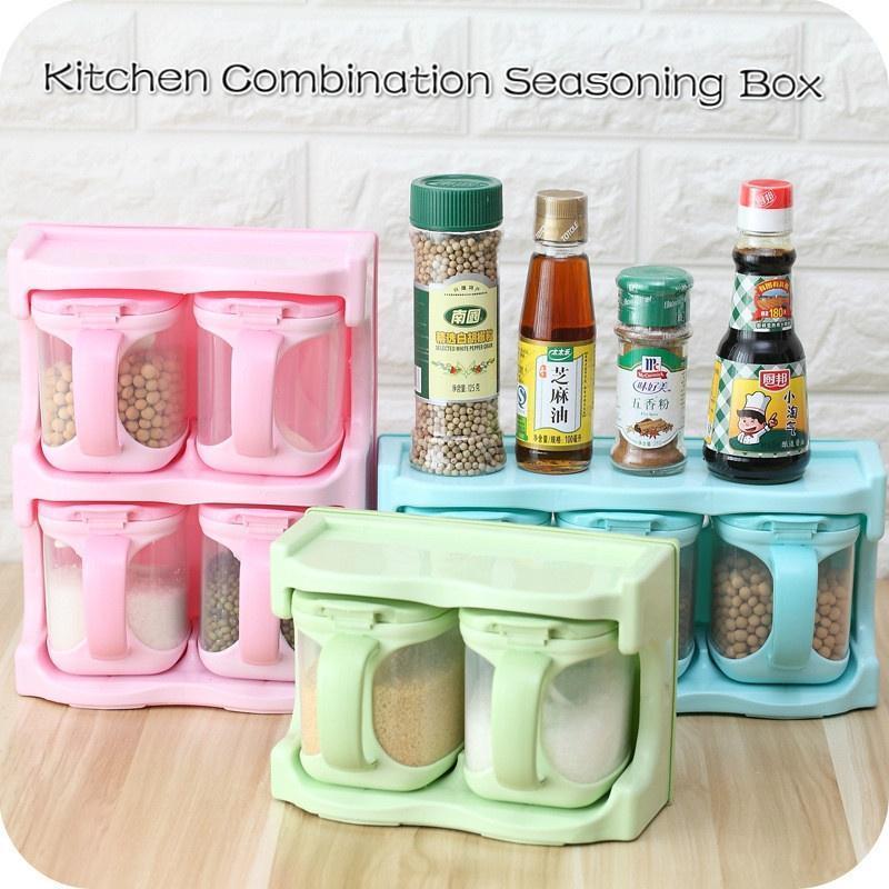 

Storage Bottles & Jars Multi Flavoring Box For Plastic Seasoning Rack Condiment Kitchen Utensils