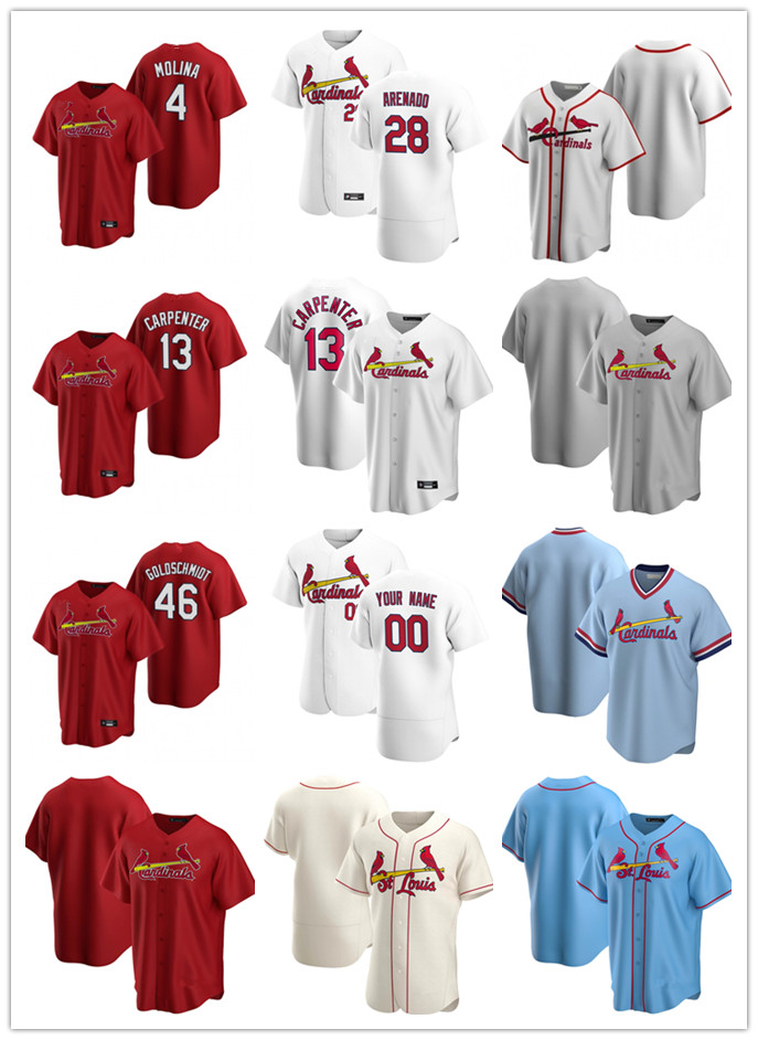 

Custom Jersey Mens women youth St. Louis Cardinals 4 Yadier Molina 13 Matt Carpenter 46 Paul Goldschmidt 28 Nolan Arenado Baseball Jerseys, Color