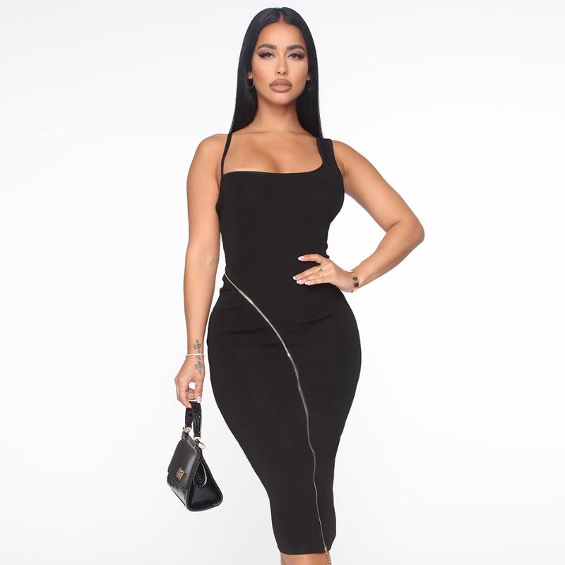 

Casual Dresses Adyce Summer Women Spaghetti Strap Bodycon Bandage Dress 2021 Sexy Sleeveless Black Club Evening Runway Party Midi, Black bandage dress