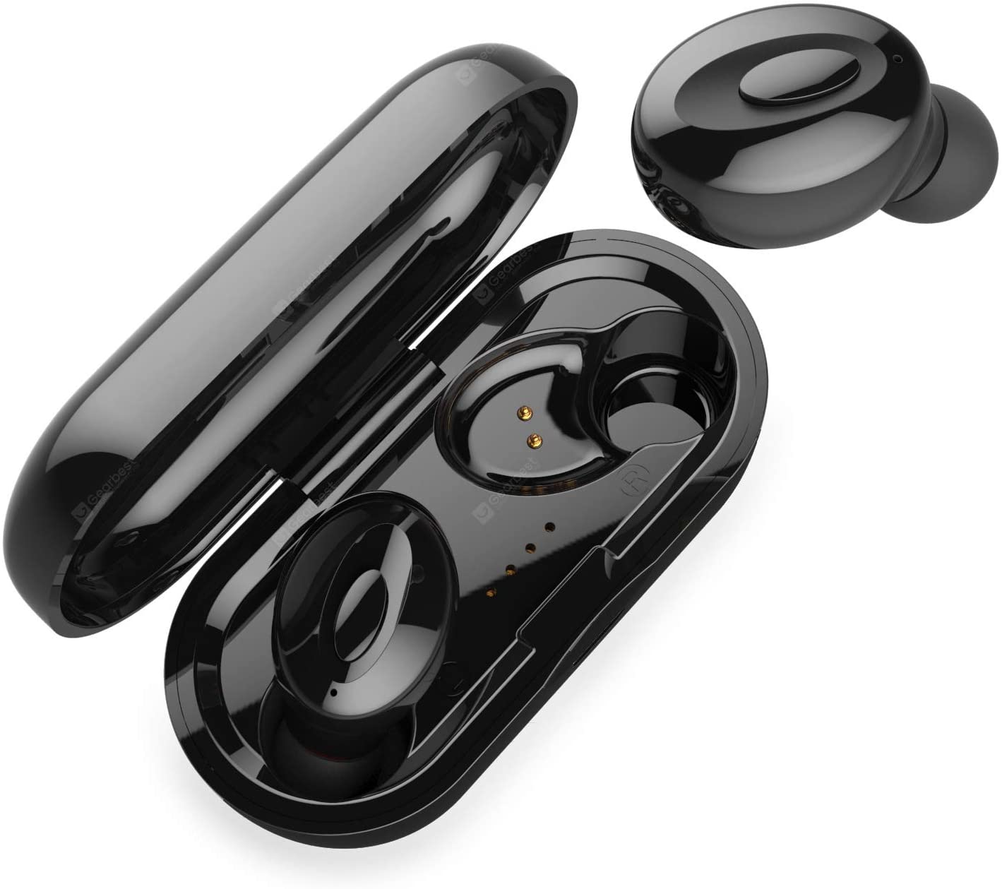 

Bluetooth 5.0 TWS Earphones with Wireless Charging Case IPX5 Waterproof Stereo Premium Sound Cordless in-Ear Built in Mic Headset Hands-Free Call Microphone for Sport, Black