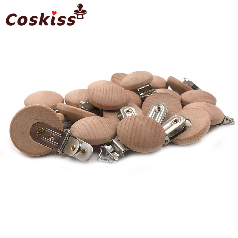 

20pcs Wooden Pacifier Clip Nursing Accessories Beech Pacifier Clips Chewable Teething Diy Dummy Clip Chains Baby Teether 220211