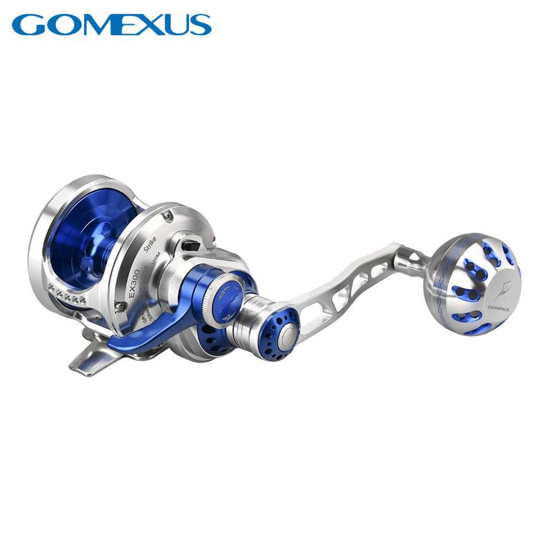 

Baitcasting Reels Gomexus Slow Jigging Saltwater Reel Narrow Spool 6.3:1 Lever Drag 22kg Left And Right Hand EX300