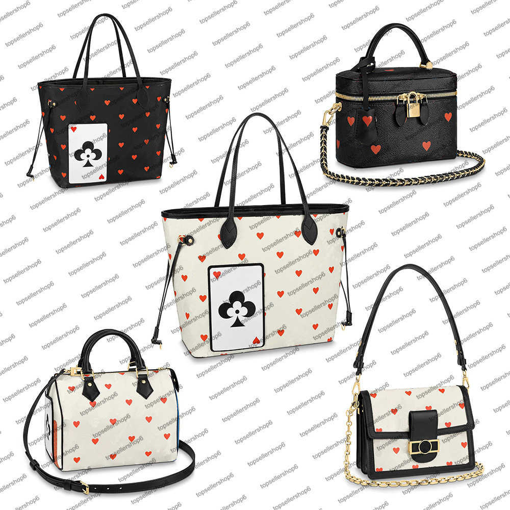 

M57462 Women Desinger Bag colorful GAME ON MM SPEEDY VANITY PM city DAUPHINE canvas red hearts cowhide leather Handbag Purse Tote Clutch, 1 m57462 white letter flower print