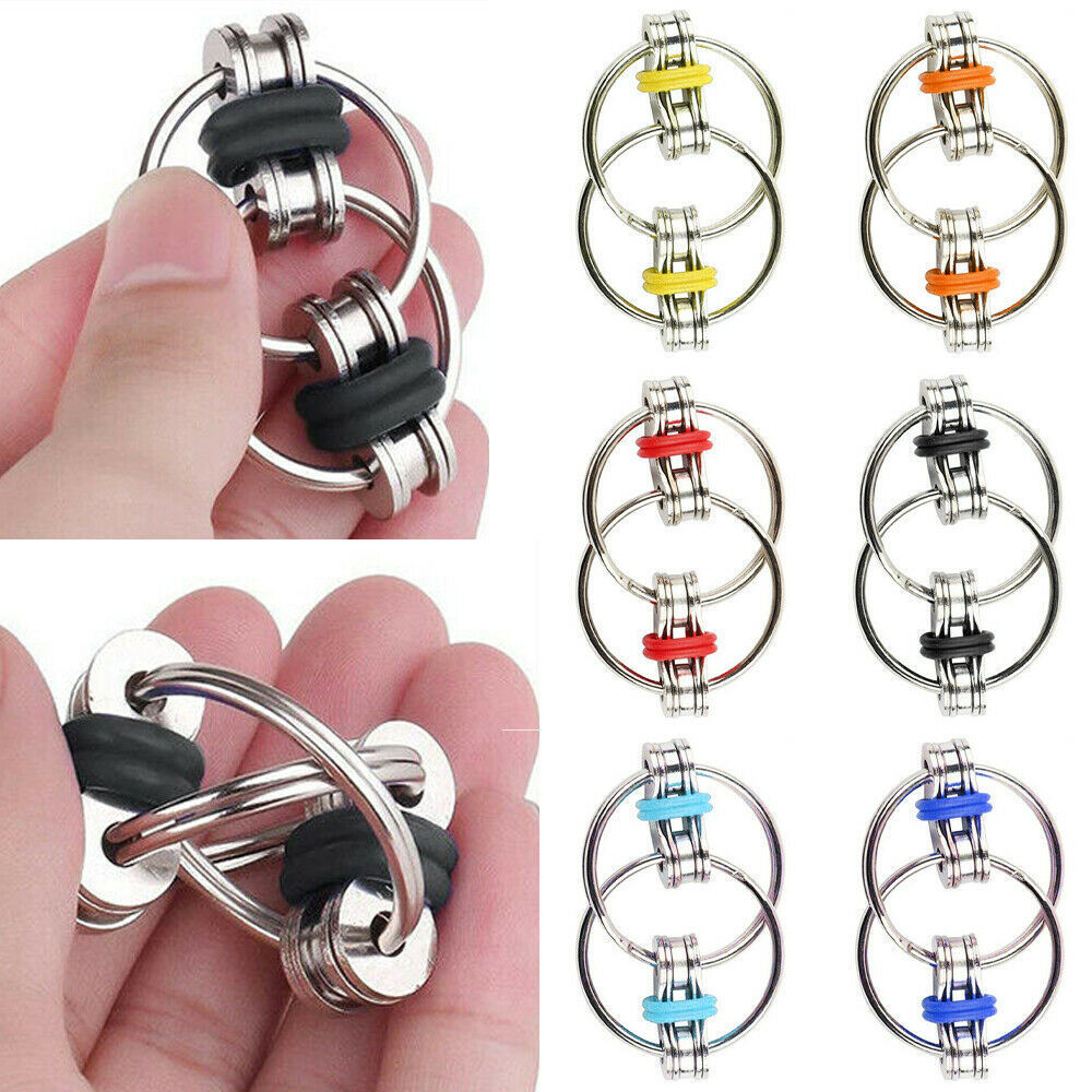 

Bike Chain Key Ring Fidget Spinner Flip Finger Spinner Ring Fidget Keychain ADHD Sensory Autism Stress Relief Tool Finger Fun Toy H39XE77, Yellow