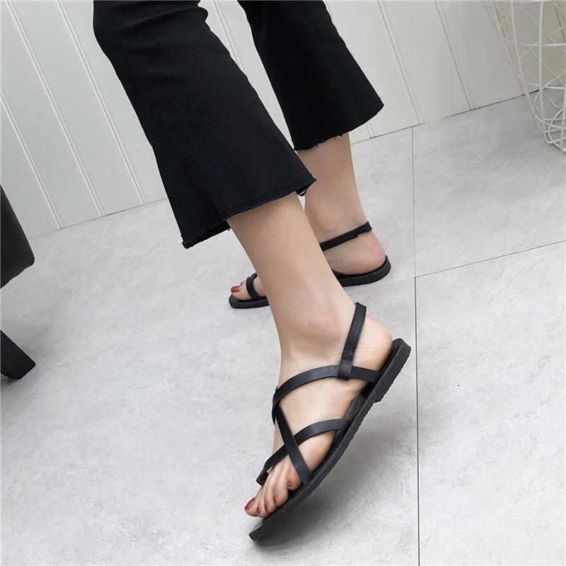 

Flat Sandal Shoe Clear Heels Ankle Strap Flip Flops Platform Cross-Shoes Slip-on Loafers Summer Women's Suit Female Beige Withou
