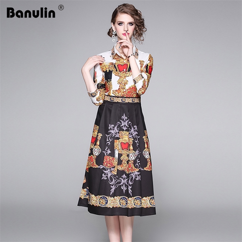

Banulin Autumn Women Dress Runway Fashion Designer Long Sleeve Simple Floral Printed Casual A-Line Ladys Dresses 210603, The picture color